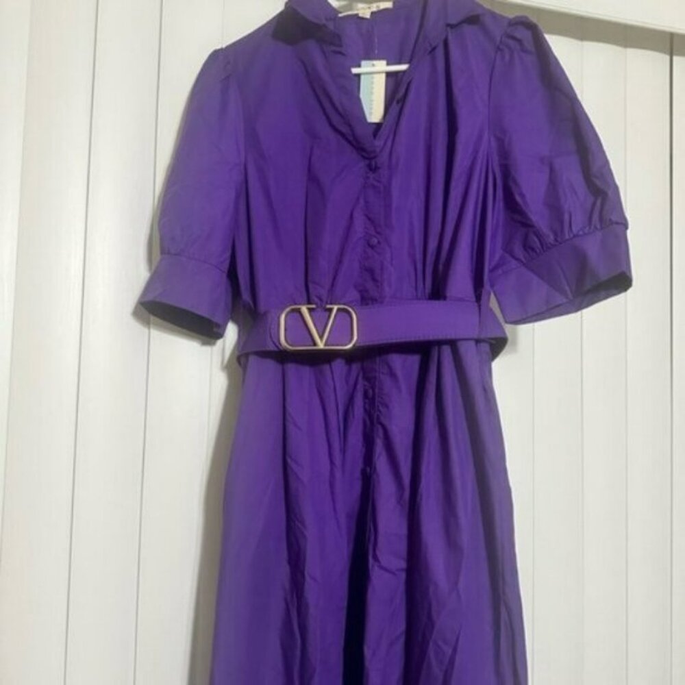 Yoyo 5 Vibrant Purple Dress with Gold Belt